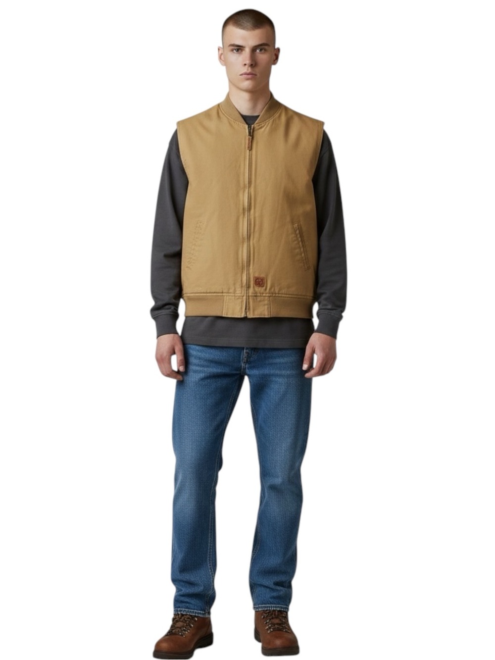 BERNE Sherpa Lined HEAVY Full Zip Utility Vest — no size tag — see measurements - Picture 2 of 11